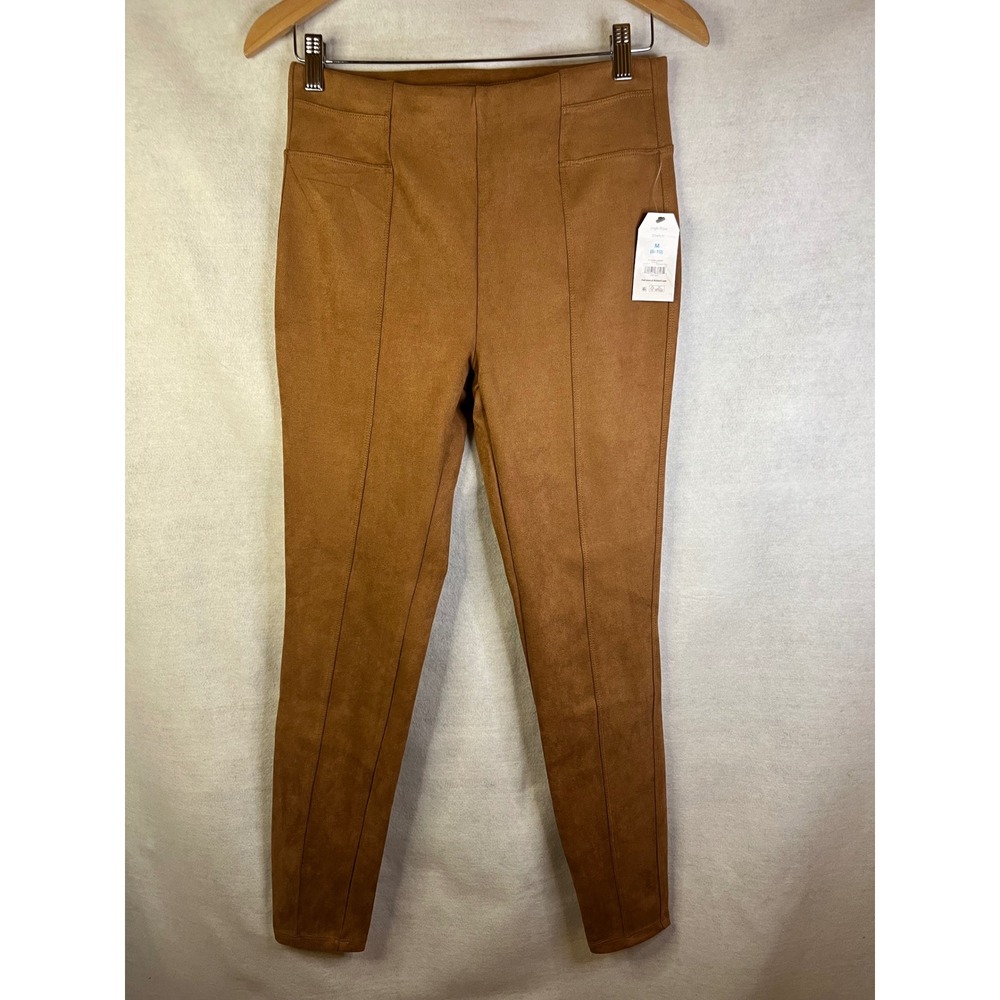 Leggings Light Brown Faux Suede Sz M High Rise Stretch NWT